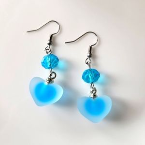 Handmade dangling earrings color aqua blue